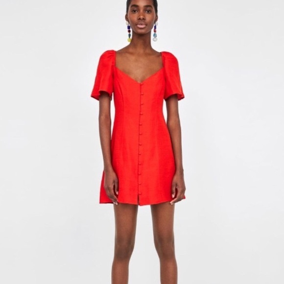 Zara Dresses Zara Red Linen Mini Dress Poshmark